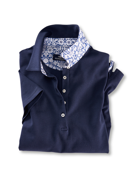 Poloshirt in Navy mit Liberty-Details 